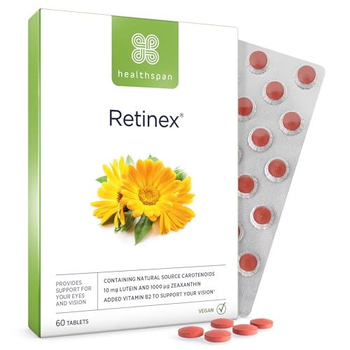 Healthspan Retinex | Hochwertige Augenpflege mit Lutein & Zeaxanthin | Unterstützt die Sehkraft & fördert die langfristige Gesundheit der Augen | Vegan | 60 Tabletten