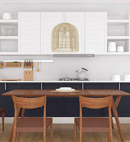 Horsmile Rattan Pendant Light - Hand Woven Linear Chandelier, Basket Light Fixture, 13.8" W x 13.8" D x 13.8" H, with Cord 62 Inches, Rattan Pendant Lamp Shade - Image 6