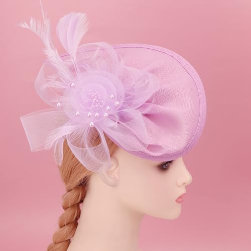 Image of DRESHOW Women Fascinator Hats Tea Party Hat Vintage Pillbox Hat Headband for Cocktail