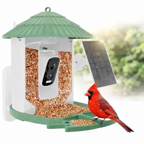 Smart Birdfeeder with Camera Built-in&Solar Powered-Humming Bird Feeder Birdhouse with Camera Inside Wireless Video Live,Night Vision, AI Bird Recognition,Real-Time Alerts for Outdoor Birdlover Gifts