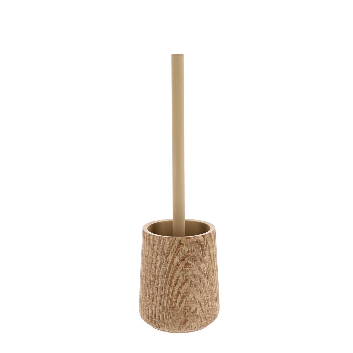 Escobilla de baño de poliresina Tendance natural con efecto madera para accesorios de aseo modernos