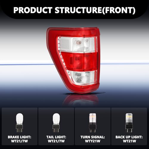 Image of Aosky Halogen Tail Light Assembly Compatible with 2021-2024 Ford F150 without Blind Spot Rear Taillight Brake Signal Lamp LH (Left Driver Side)