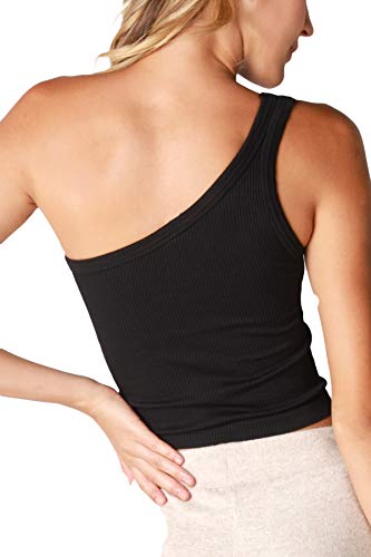 NIKIBIKI Women Seamless Solid One Shoulder Crop Top, Made in U.S.A, One Size2