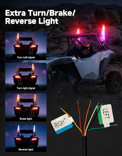 Image of KEMIMOTO 2pc 2ft Fat Whip Lights for Side by Side, Turning Signal Function