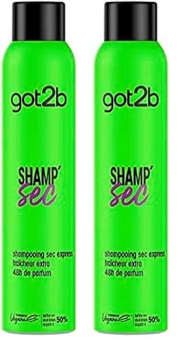 Schwarzkopf got2b Shamp' Sec – Shampooing Sec Express, Fraîcheur Extra et 48h de Parfum – Formule Végane Sans Résidus Blancs pour un Rafraîchissement Instantané – 200 ml (Lot de 2)