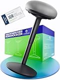Wohnperle Taburete de oficina ergonómico [certificado] 2 en 1 con asiento y taburete de pie regulable en altura | Taburete ergonómico negro para oficina y escritorio – Taburete oscilante + taburete
