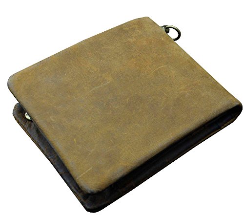 Vintage Biker Trucker Motorcycle Leather Bifold Snap Wallet W/Chain L83 #TOP5