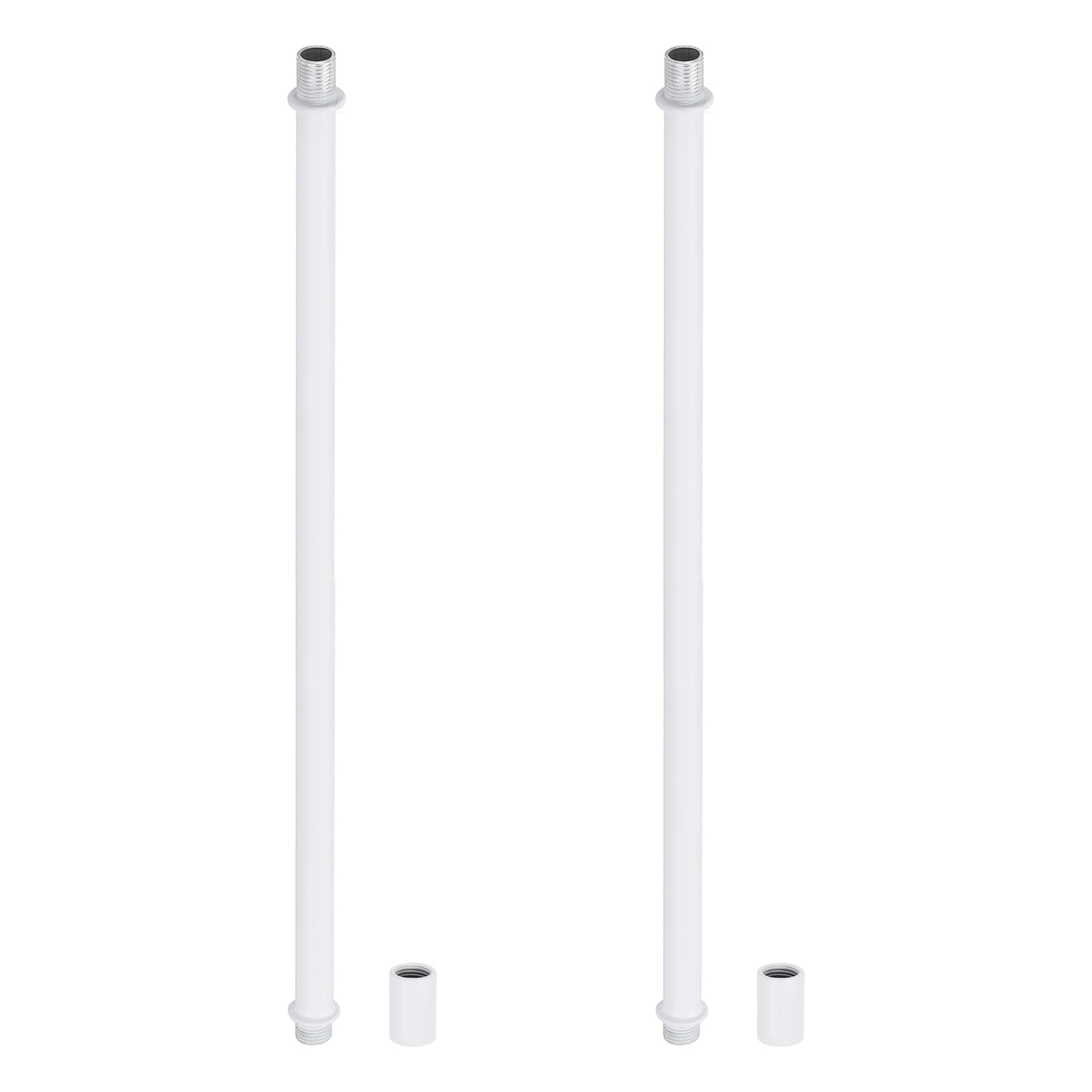 PATIKIL Straight Pipe Lamp Stems Rod Kit, 2 Set M10 Carbon Steel 300mm(11.81") Long Double End Thread Rod with Coupling Nuts Sleeve Connector for Table Lamps Chandeliers,White โ image 1