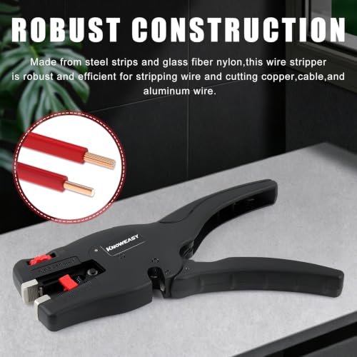 Image of Knoweasy Upgraded 2-in-1 Wire Stripper and Cutter for 32 to 7 AWG and 0.03 to 10mm Cables, Heavy Duty Automatic Stripping Plier and Cutting Tool for Professionals and DIY Electrical Projects