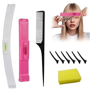 10Pcs Hair Cutting Tool, Hair Cutting Kit with Split End Trimmer, DIY Home Hair Styling Set for Layers, Bangs, Ends, Durable Plastic Hair Tools for Women, Men, Kids, Includes Clips, Combs & Sponge