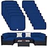 ClawsCover 14 Pack Outdoor Patio Seat and Back Cushion Replacement Covers Fit for 7Pieces 6 Seater Wicker Rattan Furniture Set Sectional Sofa Chair CouchAegean Blue Include Covers Only Small