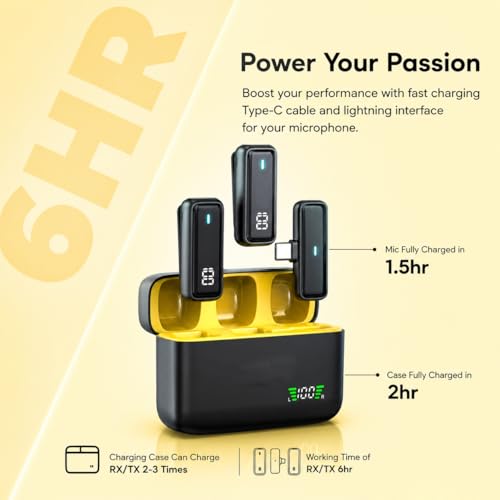 Image of mPix J16 Wireless Portable Lavalier Collar Mic with Noise Reduction Technology - Mini Clip-On Microphone for Android & iPhone with 48H Battery