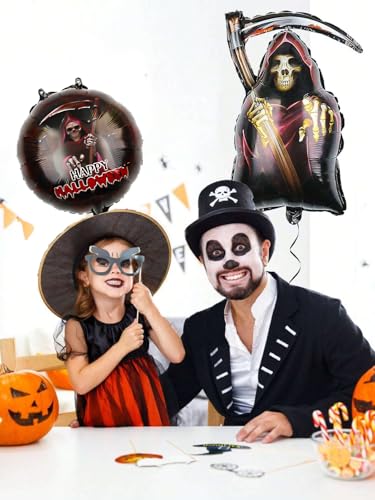 Image of AMFIN (Pack of 5) Happy Halloween Party Death God Foil Balloons - Black