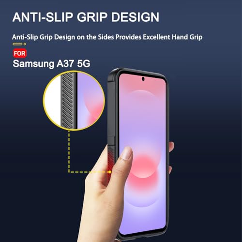 Image of TheGiftKart Back Cover for Samsung Galaxy A37 5G Case | ShockProof Military Grade Protection | Micro-Fibre Cloth On Inner Side | Liquid Silicon Case | Anti-Slip Grip Galaxy A37 Back Cover (TPU, Black)
