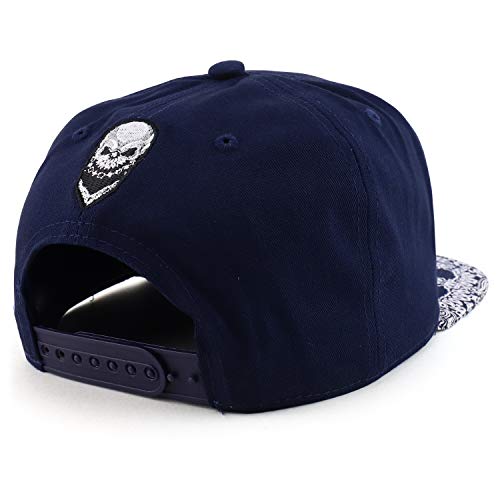Image of Trendy Apparel Shop Skull Bandana Embroidered Paisley Print Flatbill Cap