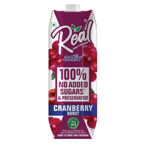 Image of Real Activ Cranberry Juice 1L | No Added Sugar, Colors or Preservatives | Rich in Antioxidants & Vitamin C | Refreshing Tangy Fruit Drink | Healthy Beverage for Daily Hydration