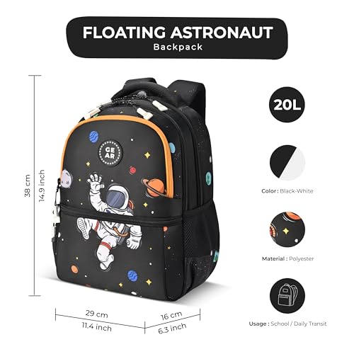 Image of Gear Floating Astronaut Backpack 15 inch /20L Small Water Resistant School Bag /Casual Backpack /Daypack /Kids Bag for Boys /Girls (Black-Yellow)
