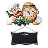 iPreference 2 in 1 Wall Clock and Black Board with Chef Décor Display and Leave Your Message on The rewritable Black Board, Decoration/Home/Kitchen/Livingroom/Dining Room/Restaurant/Bar/Cafe