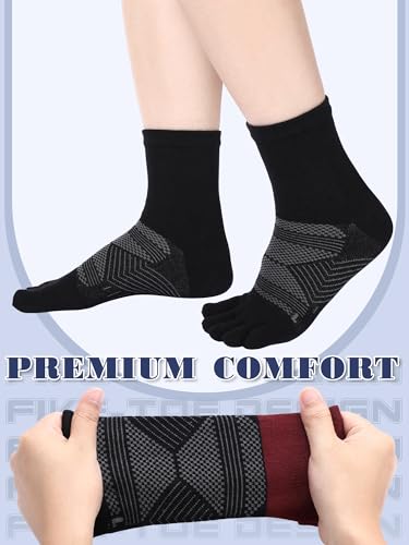 Image of Fourluoo 6 Pairs Women Cotton Athletic Toe Socks