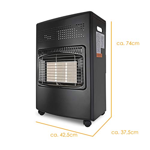 KESSER® 4200 Watt Keramik Gasheizer inkl. Gasdruckregler Gasschlauch - Gasheizofen, Heizstrahler Gasheizgerät, Infrarot Keramikbrenner , Butan- oder Propangasflaschen bis 15kg [Energieklasse A] Black - 6