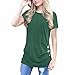 Produktbild VEMOW Heißer Sommer Frauen Damen Kurzarm Lose Taste Trim Bluse einfarbig Rundhals Tunika T-Shirt (52 DE/XXL CN, Grün)
