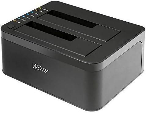 WEme USB 3.0 to SATA Dual-Bay External Hard Drive Docking Station with Offline Clone/Duplicator Function for 2.5 & 3.5 Inch HDD SSD SATA (SATA I/II/III) Support 2X 8TB & UASP, Tool-Free