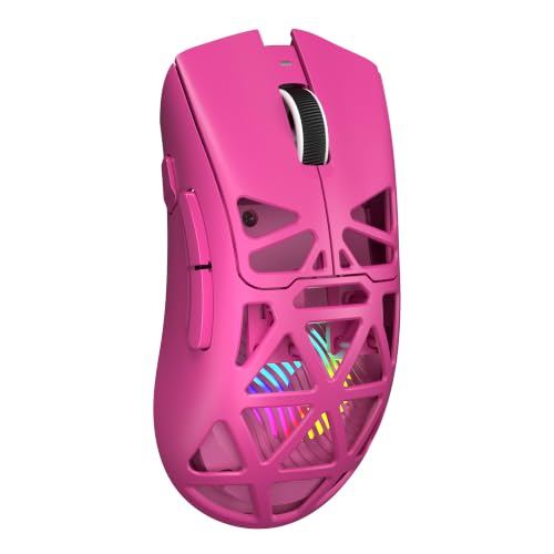 Image of Aula SC620 Wireless Gaming Mouse, Tri-Mode 2.4GHz /USB-C /BT5.3 Computer Mouse with 12000 DPI, Programmable Macro Gamer Mouse with Rapid Fire Key, RGB Light Gaming Mice for PC /Laptop /Mac(Hot Pink)