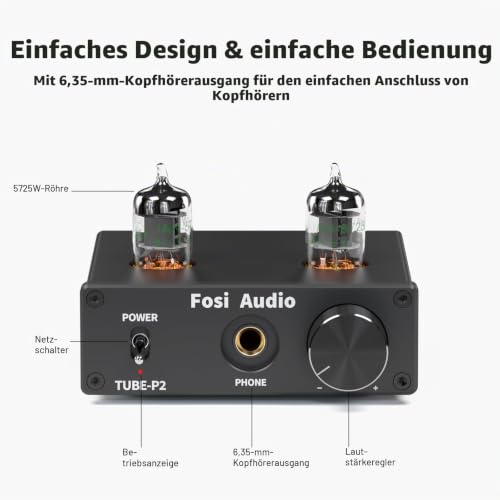 Fosi Audio P2 Röhren Kopfhörerverstärker Vakuumschlauch Vorverstärker Mini Hi-Fi Stereo Audio...