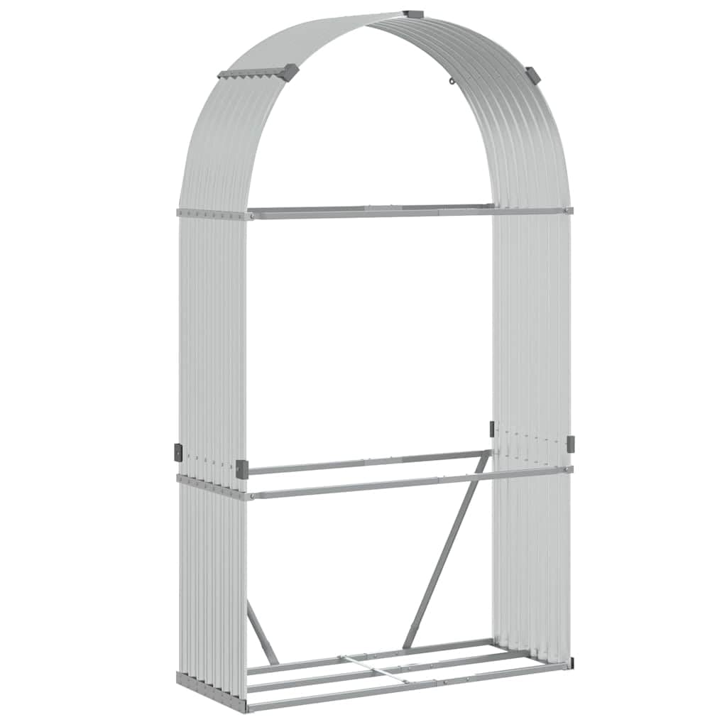 vidaXL Log Holder, Firewood Rack for Fireplace Storage Room, Log Store for Wood Burner Wrought, Wood Storage, Silver Galvanised Steel
