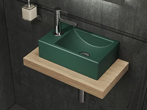 Aqua Bagno | Loft Air - Lavabo de mano (cerámica, 37 cm), color verde Cover