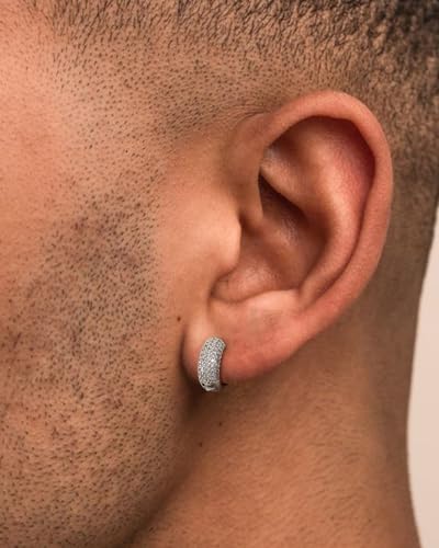 Miniatura 6 de Hanli Pendientes Aro Hombre Plata De Zirconia Cúbica Antialergicos Minimalistas Joyas Para