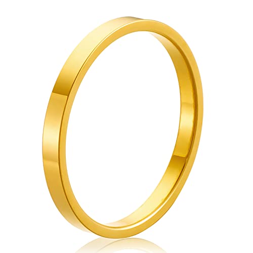 Hj Huaj 14K Gold Plated Rings For Women Girls Stacking Stackable Band Thumb Pointer Finger Ring Comfort Fit #TOP8