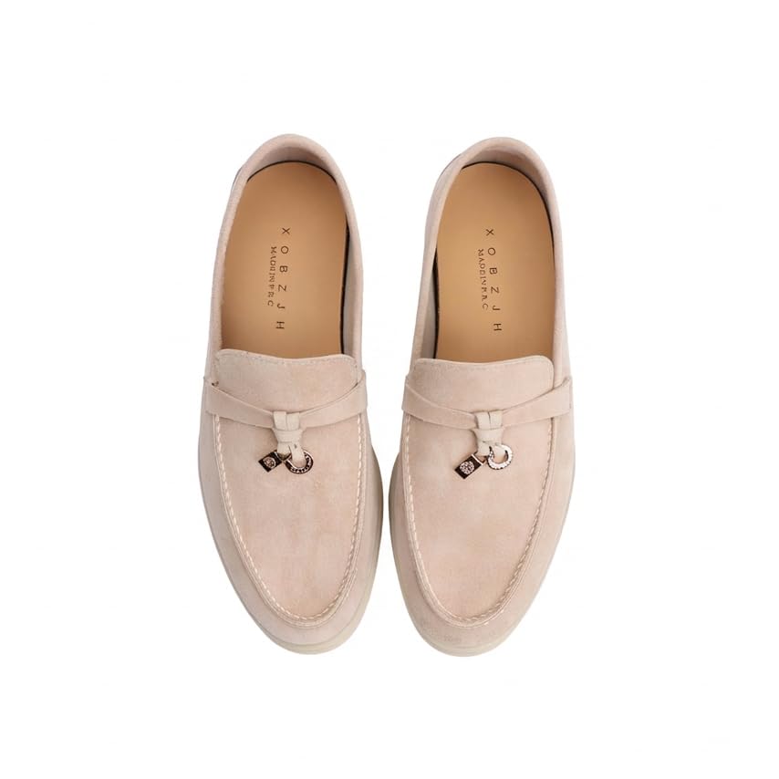 Image of Women's Summer Charms Suede Loafers - Premium Sheepskin Unlined Upper,Classic or Styles with Metal Detail for Casual, Office, Travel & All Day Wear