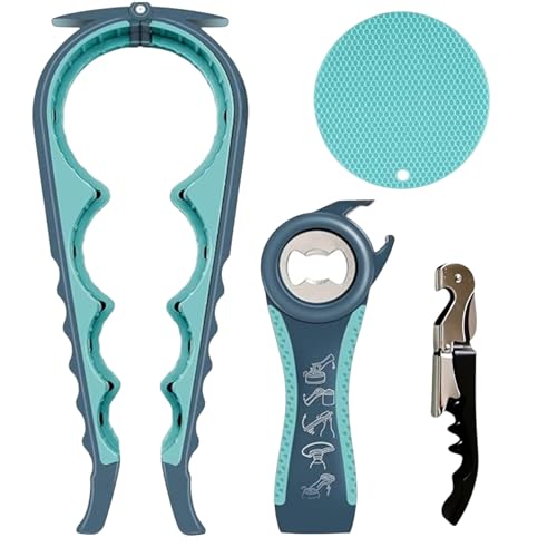 Glasöffner Set 4-teilig – Rutschfester Griff – Einfaches...