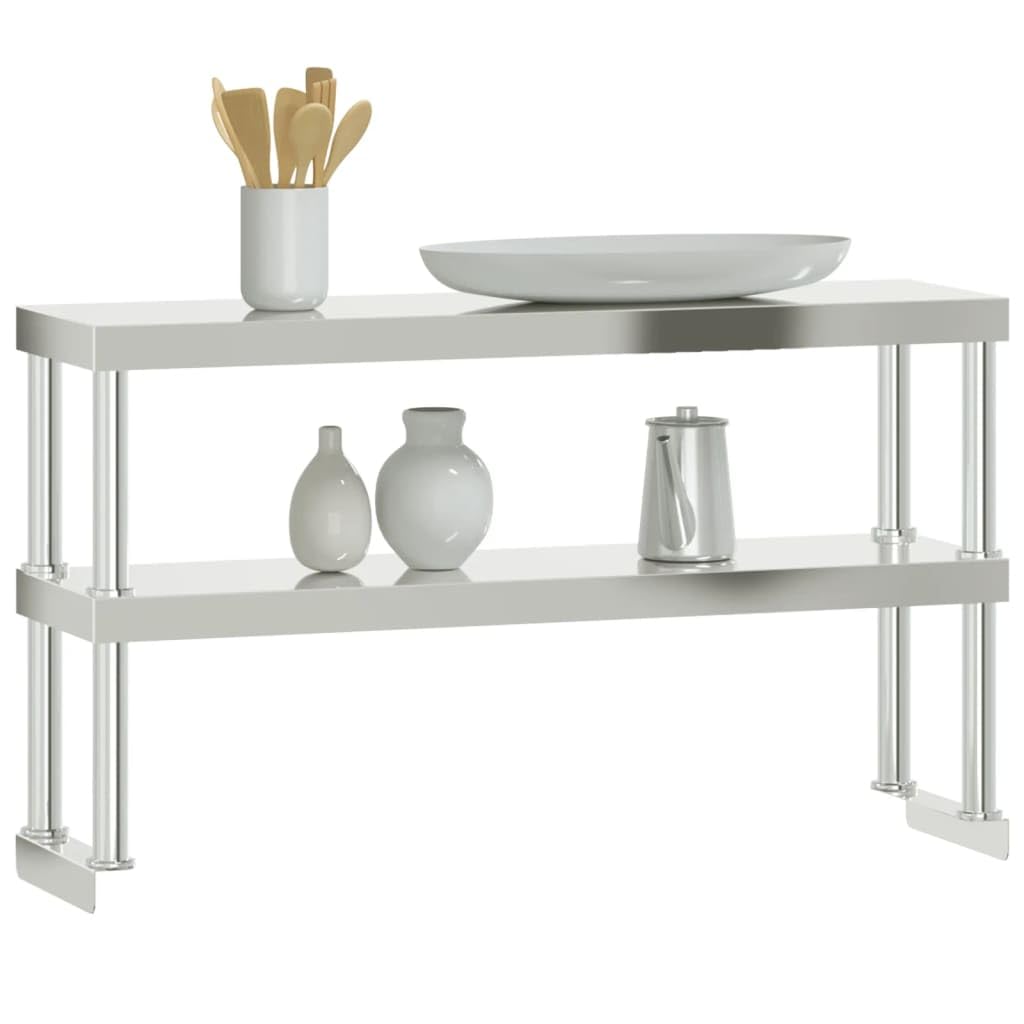 Mensola per tavolo da cucina in acciaio inox con 2 ripiani, 110 x 30 x 65 cm, attrezzatura per ristoranti, hotel, grandi cucine, mense, bistrot, pizzeria, ideale per cucinare e servire
