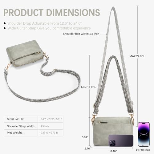 Image of BOSTANTEN Small Crossbody Purse for Women Triple Zip Cell Phone Leather Handbag with Colored Shoulder Strap