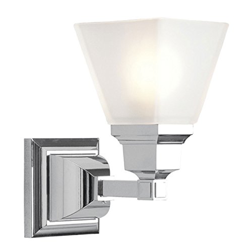 Image of Livex Lighting 1031-05 Mission Wall Sconce Polished Chrome with Frosted Glass