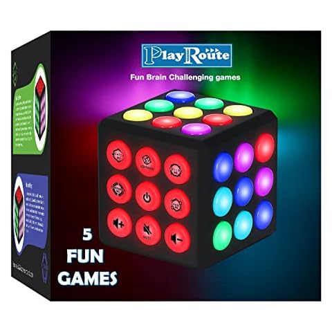 PlayRoute Electronic Brain & Memory Game Cube - Fun Toy Gift Ideas for Ages 6-12+ Year Old Boy & Girl - Cool Toys for Boys and Girls - Handheld Games Gifts for Kids and Teens Cover