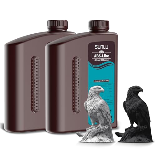 SUNLU 4000G ABS Like Resin, 3D Printer Resin Compatibility for LCD/DLP/SLA 3D Printers, High Toughness & High Precision & Low Shrinkage, (2Pack*2kg Grey+Black,4kg in Total)