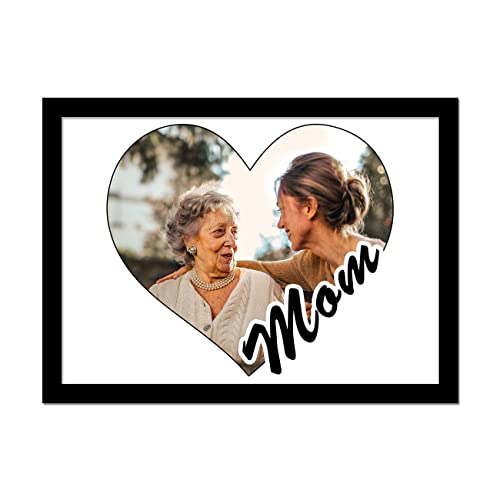 Image of Personalized Heart Shape Best Mom Wall Photo Print Collage with Photo Upload Gift For Brother, Perfect Present, Customized Gift, Birthday Gift, Anniversary Gift (Mom 9.2x12.6 Inches, Black)