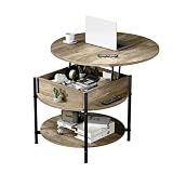 Ablefurn Modern Coffee Table with Lifting Tabletop and Hidden Compartment, Mid Century Central Table with Open Storage Shelf and Adjustable Foot Pad for Living Room, Home Office, 26.77”,Grey