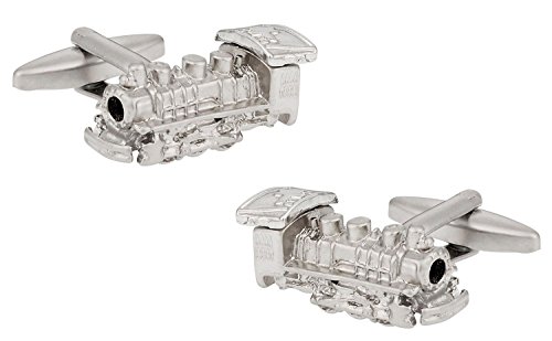 Mancuernillas para hombre diseño locomotora tren con caja de regalo miniatura 1