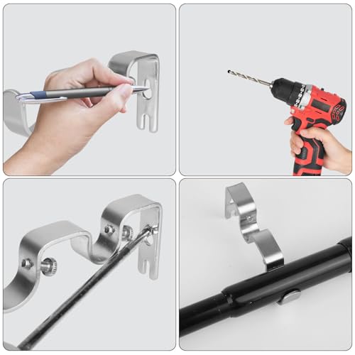 BOXOB 2stk Doppelter Vorhangstangenhalter, Hochbelastbar Vorhangstangen-Haken für Wandmontage Metall-Halter für Zuhause Büro Wohnzimmer Schlafzimmer (Silber)
