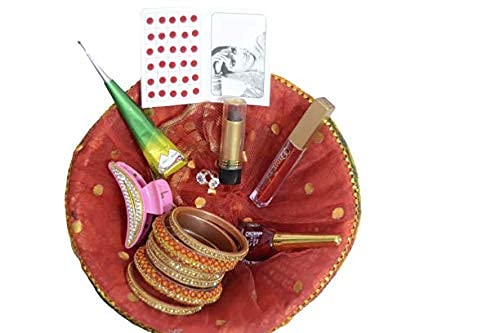 shringar kit for udyapan/suhag /karwa chauth /chhut puja/teej /sankranti kalapana/shringar for Goddess Durga/Lakshmi (Pack of 9)