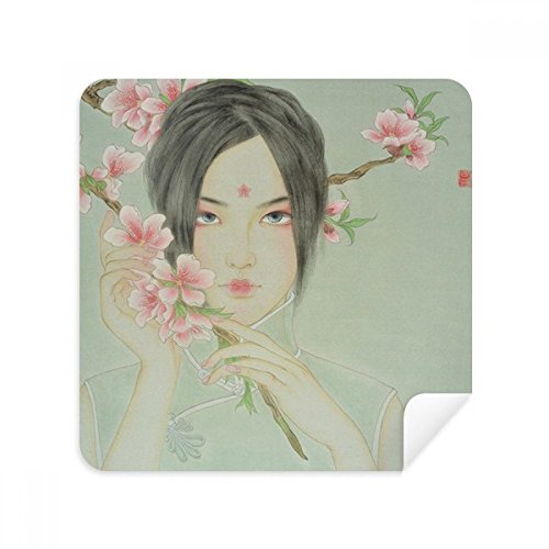 Chiffon de nettoyage lunettes chinois peach blossom beauté aquarelle 2pcs