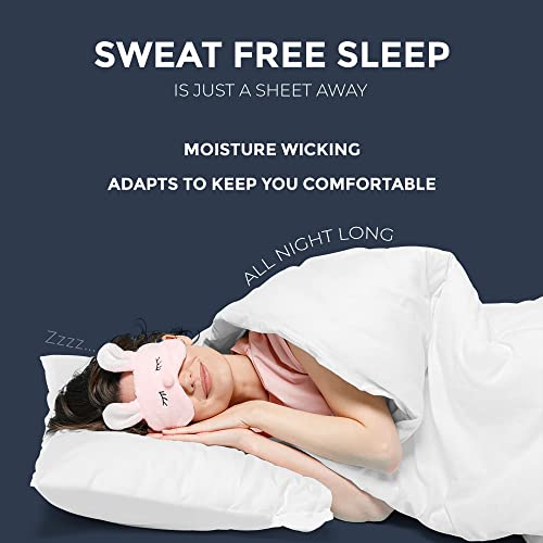 Sweave Bamboo Sheets Split King Size Bed Sheets Set 5 Pieces - Optimal Blend Of Organic Bamboo With Luxury Long Staple Cotton, Double Stitch & Double Elastic With 16-Inch Deep Pockets - White #TOP3