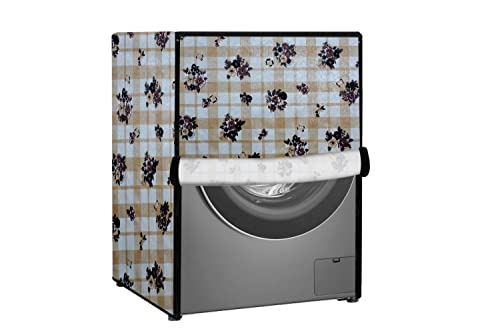 Image of Stylista Waterproof Front Load Washing Machine Cover Compatible for Haier 8 kg, Geometric Pattern Beige