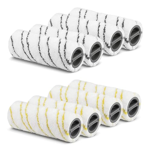 8 rodillos para Karcher FC7 FC5 FC3D FC3, rodillo para Karcher, rodillos de repuesto, cepillos de limpieza accesorio reemplazo de rodillos 2.055-006.0 y 2.055-006.0 (amarillo y gris)