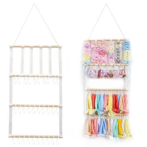 Image of PeaZeLee Headband Holder Hair Bows Organizer for Girls, Bows Headband Hair Accessories Storage Organizer for Baby, Wall Hanging Decor for Toddler, Wall, Room, Door or Closet