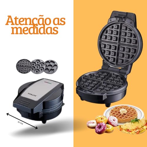 Sanduicheira 3 em 1 Multifuncional Bolos Donuts Waffle Preto 110V (110, Volts)